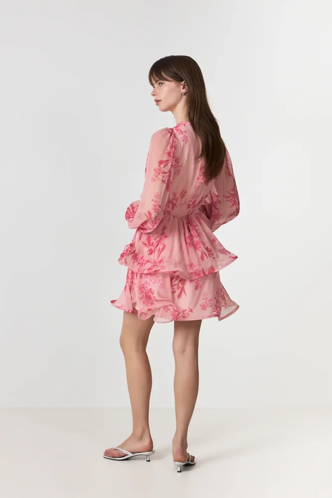 Rivana Print Chiffon Dress - Pink - Bilde 3