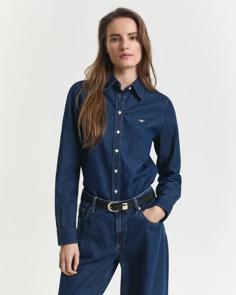 Reg Denim Shirt - Dark Blue - Bilde 2