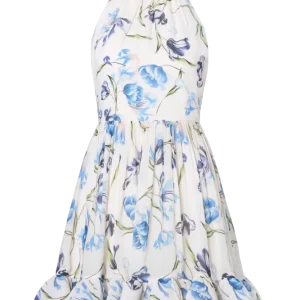 Fern Halterneck Ruffled Mini Dress – Tulip Blue
