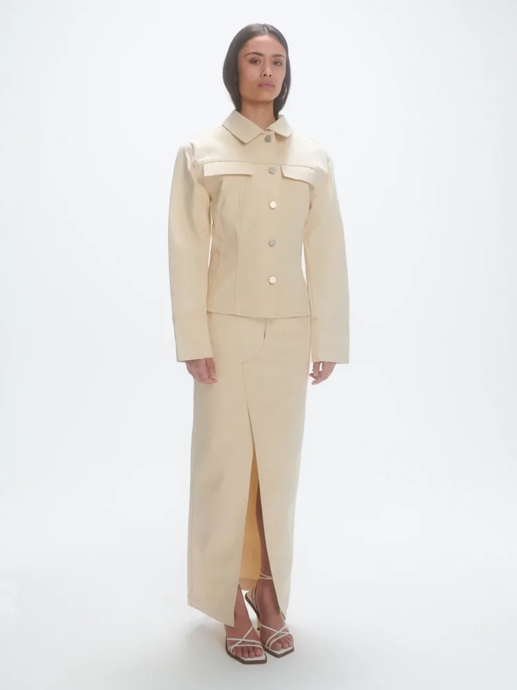 Shaped Denim Jacket - Raw Cotton - Bilde 3