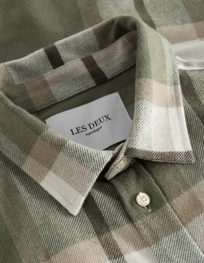 Jeremy Flannel Shirt - Olive Night/Lead Grey - Bilde 3