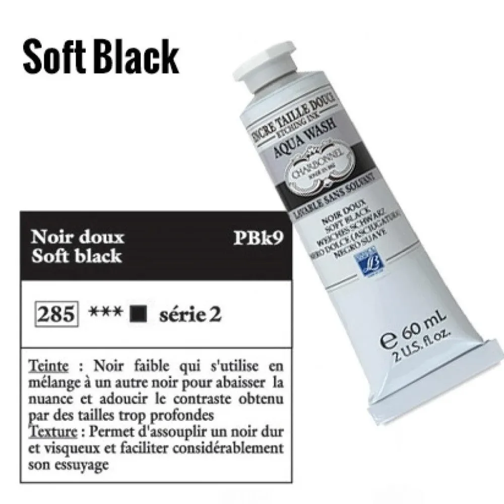 Charbonnel Aquawash trykkfarge - Soft Black (# 285) - 60ml