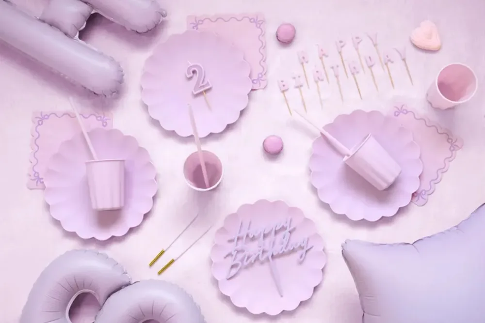 Kaketopp i akryl "Happy Birthday" - Lys lilla - Bilde 2