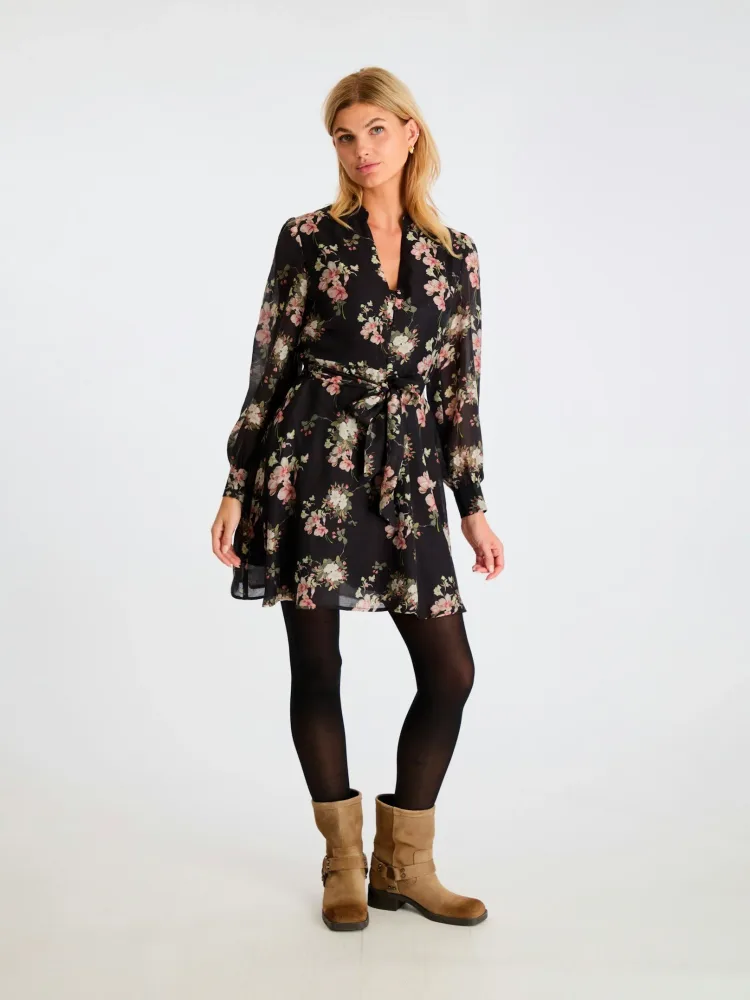 Heidi Print Flower Dress - Black - Bilde 2