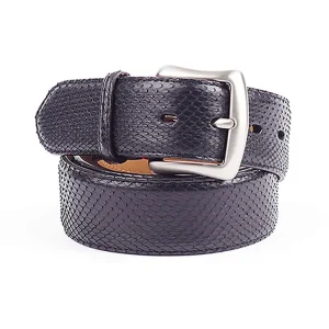 Python Diamond Leather Belt – Black Python Diamond Leather Belt – Black