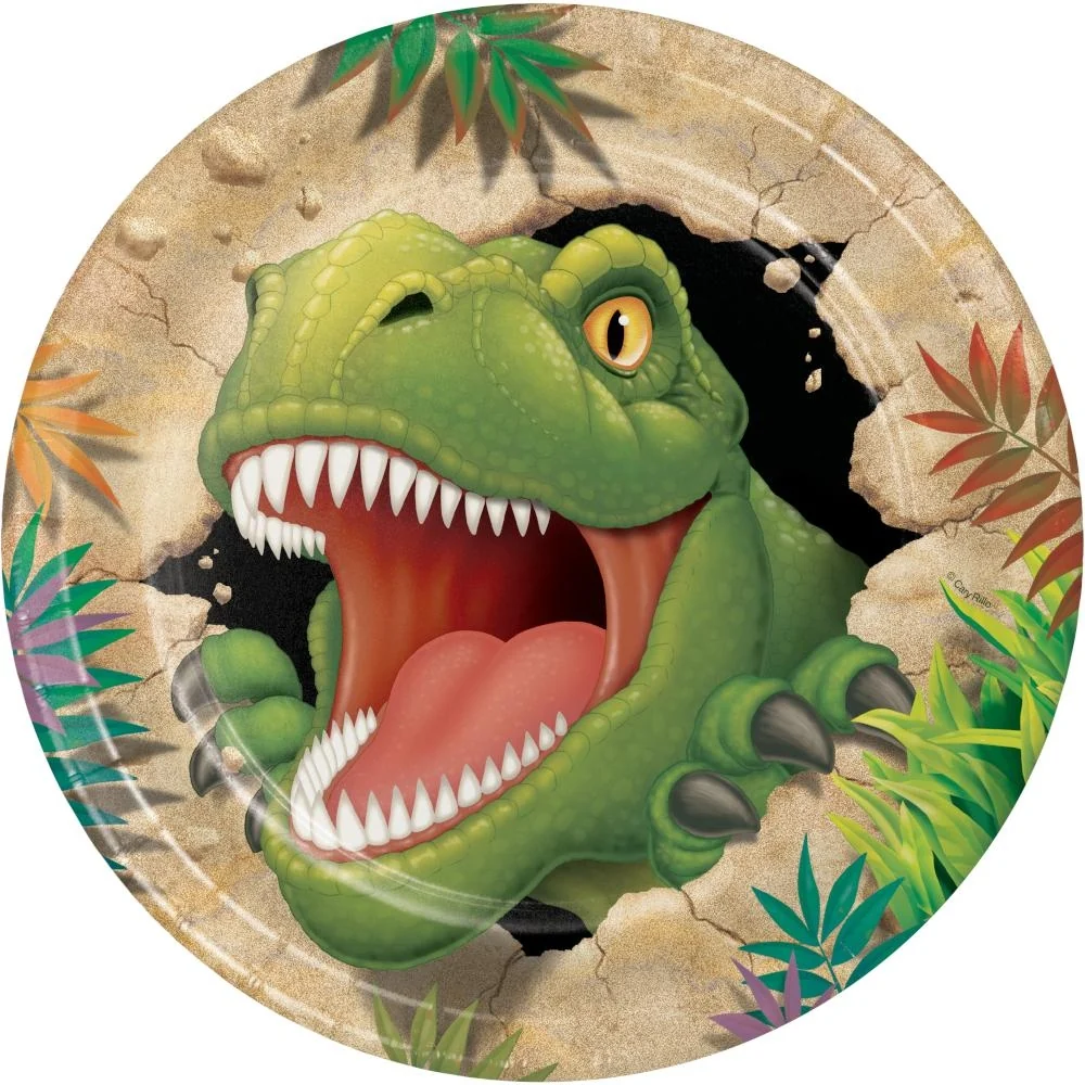 Papptallerken – Dinosaur 23 cm, 8 stk Papptallerken – Dinosaur 23 cm, 8 stk