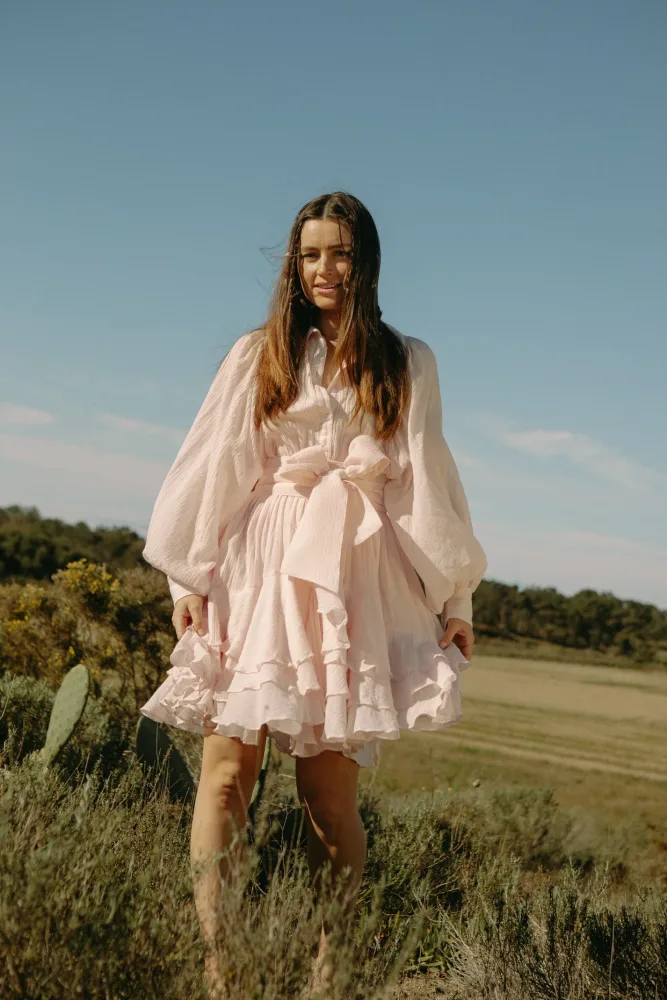 Short Ranch Frill Dress - Light Pink - Bilde 2