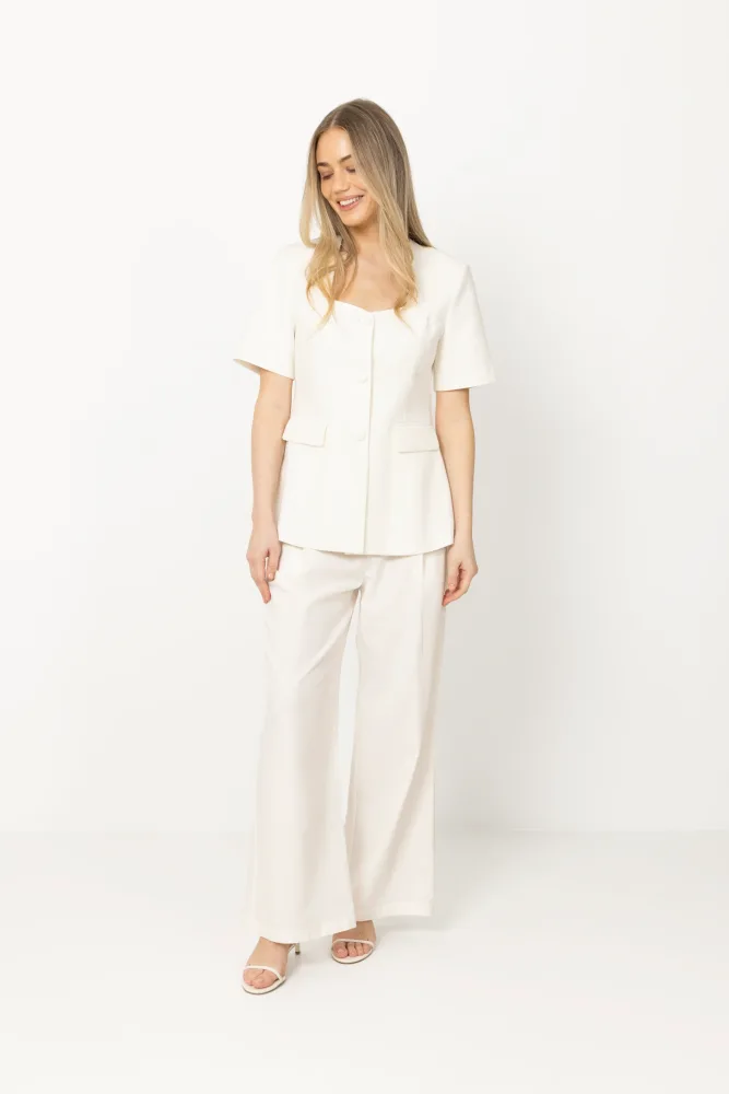 Elida Linen Blazer - White - Bilde 3