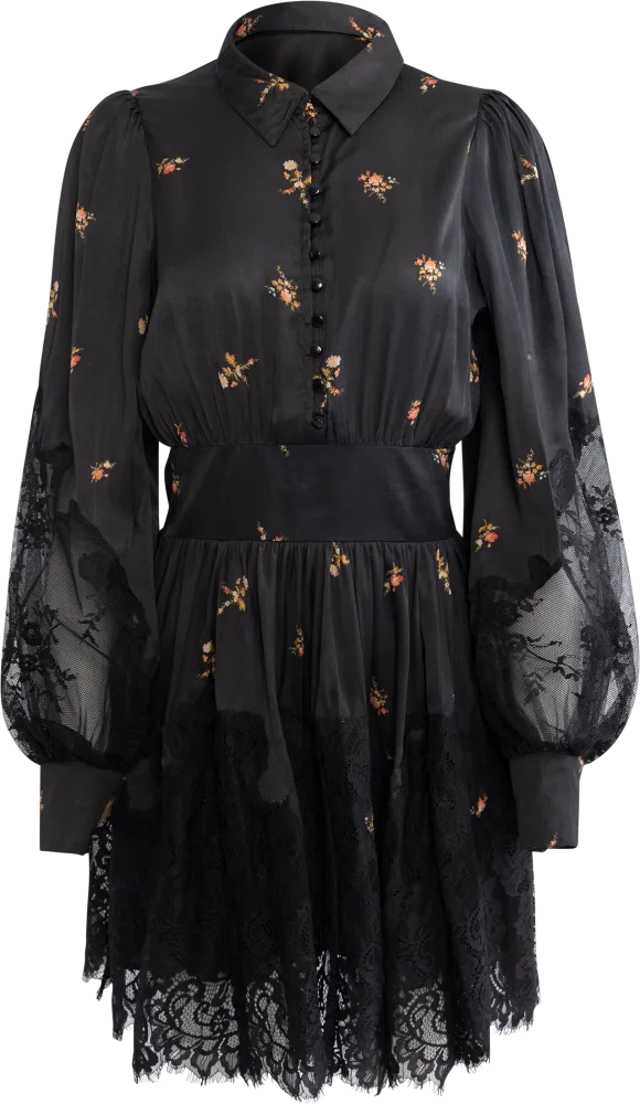 Satin Lace Dress - Petite Flowers