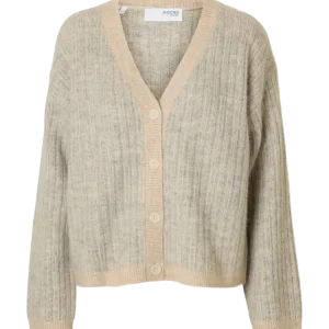 Alva Ls Knit Stripe V-Cardigan – Birch Lgm + Birch