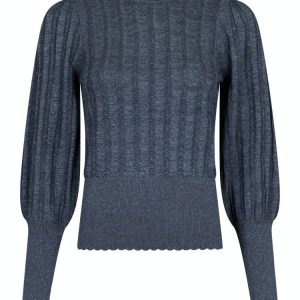 Dary Glitter Knit Blouse – Steel Grey