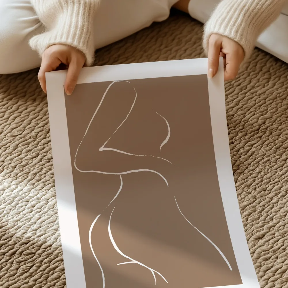 MINIMALISTISK KROPPSKUNST PLAKAT – ABSTRAKT SILHUETT I JORDTONER - Bilde 3