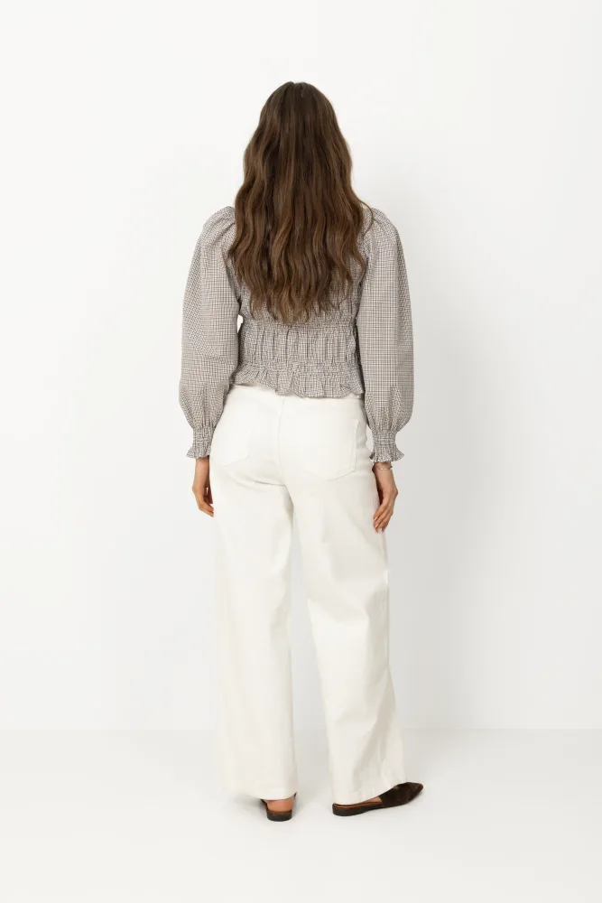 Marcia Check Blouse - Dusty Brown - Bilde 3