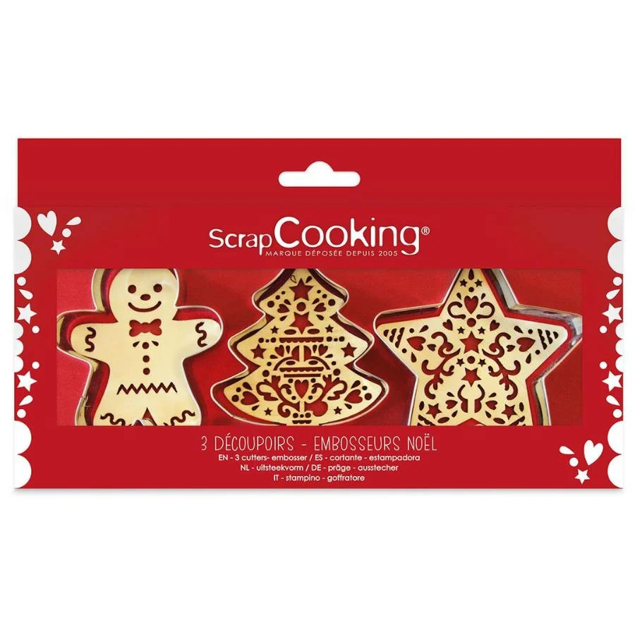 Scrapcooking Utstikker med embosser -Jul- pk/3