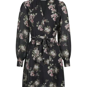 Heidi Print Flower Dress – Black