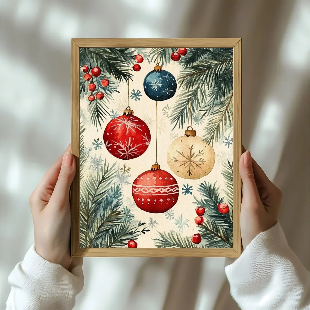 VINTAGE JUL - NOSTALGISKE JULEKULER No5 - PLAKAT OG LERRET - Bilde 3