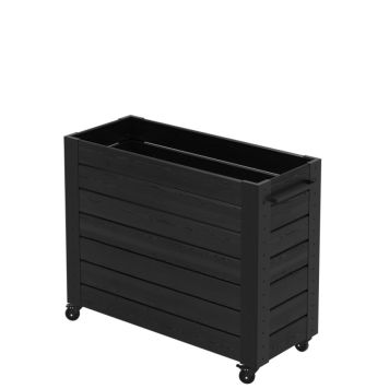 BLOMSTERKASSE PLUS KUBISK MED HJUL I BARTRE SVART 120X50X98 CM