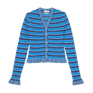 Cotton Pointelle Stripe Cardigan – Marina