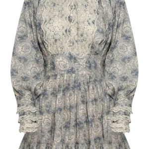 Cotton Slub Mini Dress – Blue Paisley