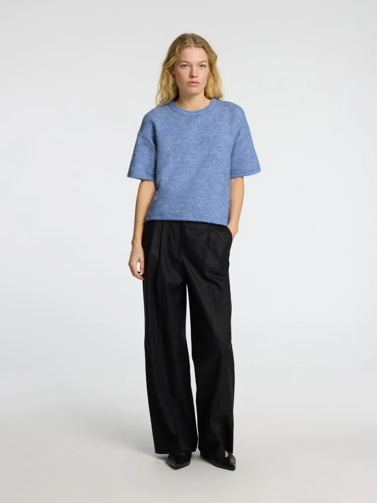 Maline-Liliana 2/4 Knit O-Neck Noos - Cornflower Blue Melange - Bilde 2