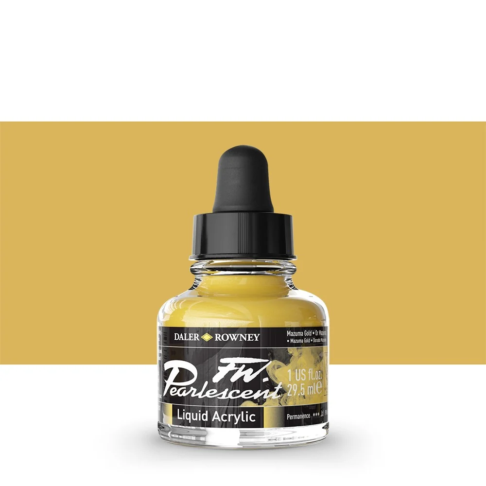 Daler Rowney - FW Pearlescent Ink 29,5ml - 117 Mazuma Gold - Bilde 2