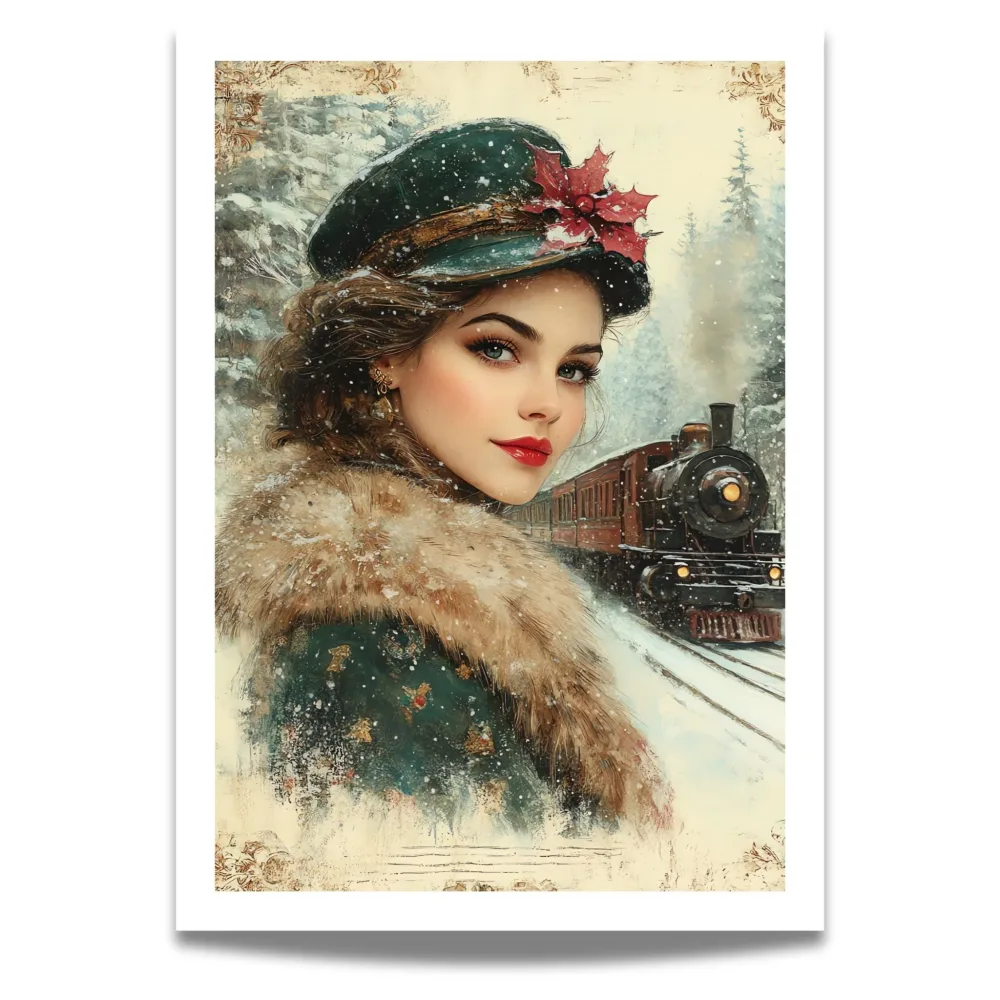 VINTERREISE I NOSTALGISK STIL – VINTAGE KUNSTPLAKAT OG LERRET