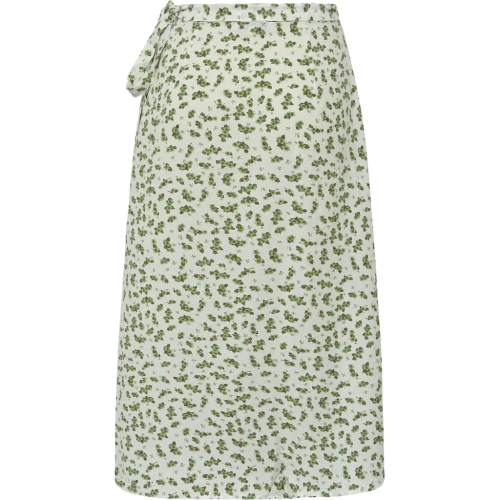 Peony Wrap Skirt - White/Green