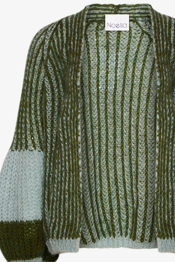 Liana Knit Cardigan - Light Blue/Army - Bilde 2