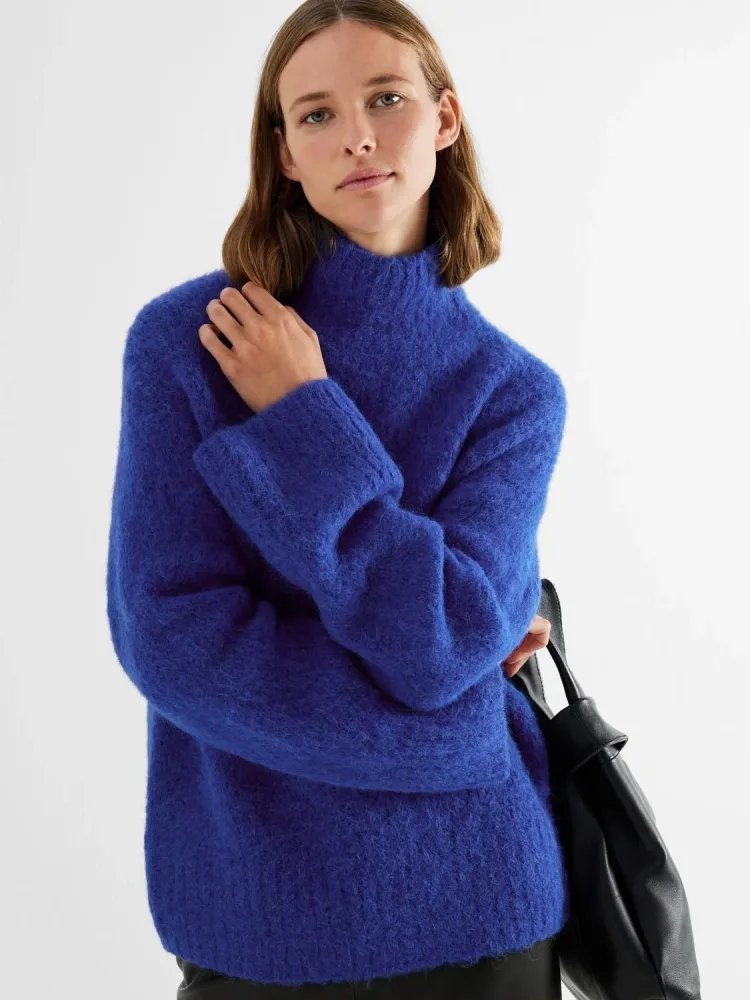 Gabella LS Knit High-Neck W - Surf The Web Melange - Bilde 3