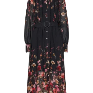 Yasromantica Ls Long Dress – Show – Black Romantica Aop