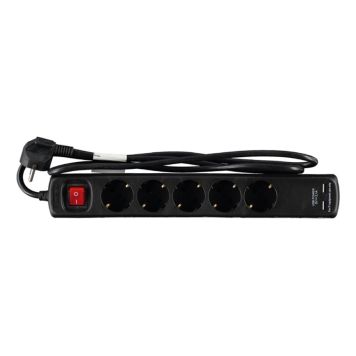 SKJØTELEDNING VOLTOMAT 5-VEIS M/ STRØMBRYTER USB SVART SKJØTELEDNING VOLTOMAT 5-VEIS M/ STRØMBRYTER USB SVART