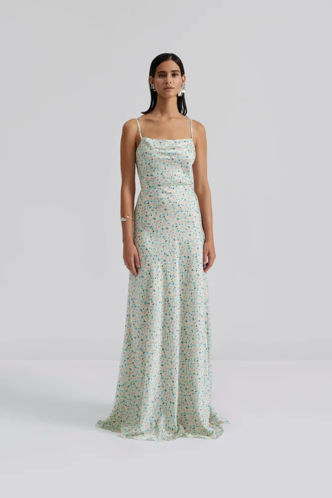 Lowa Satin Slip Maxi Dress - Ditsy - Bilde 2