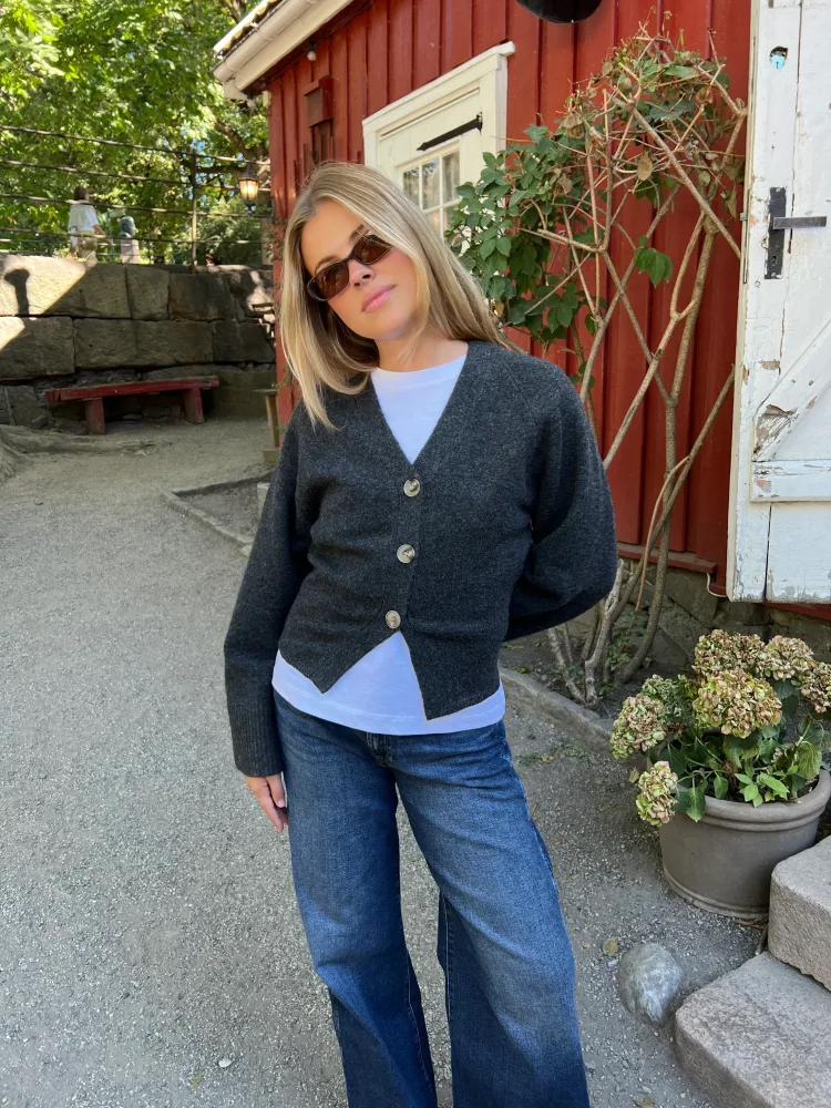 Elisabeth Knit Cardigan - Dark Grey Melange - Bilde 3
