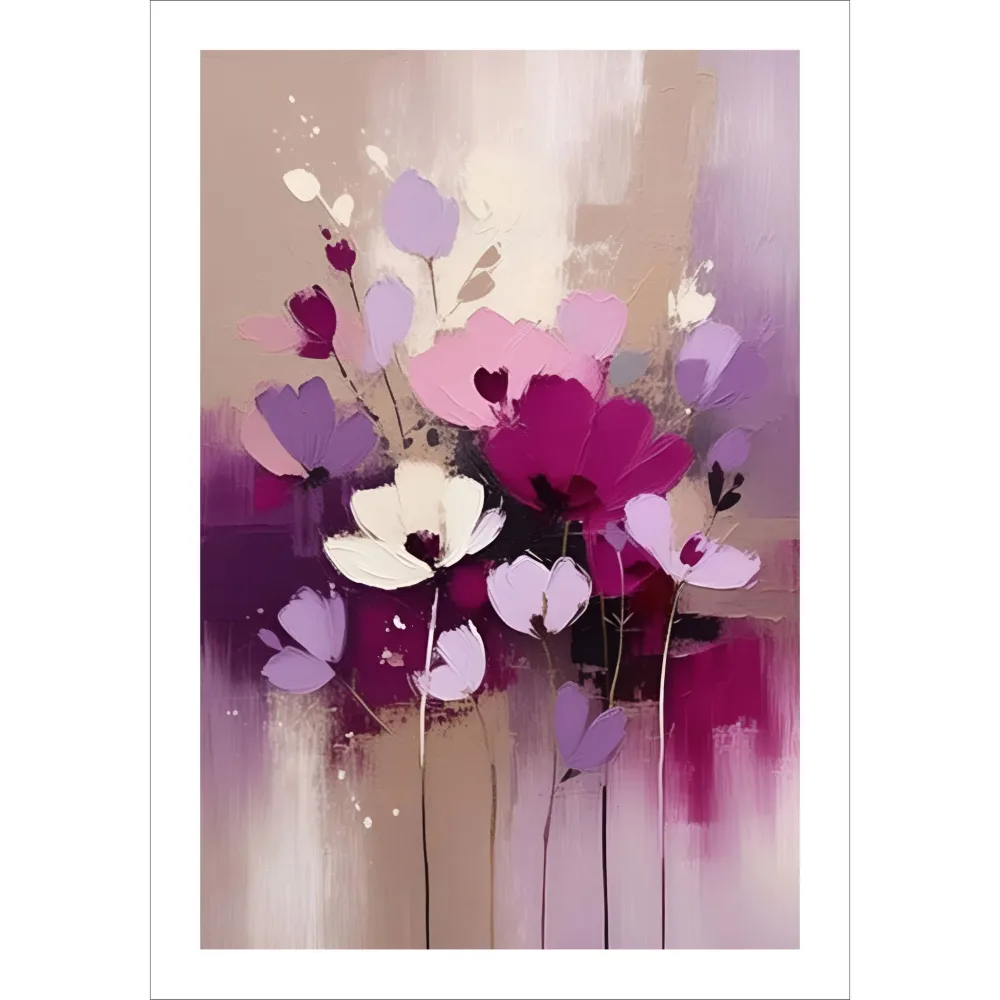 PURPLE FLOWERS No1 - PLAKAT OG LERRET
