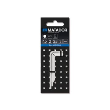 UNBRAKONØKKEL MATADOR 4-DELER 1,5/2/2,5/3MM