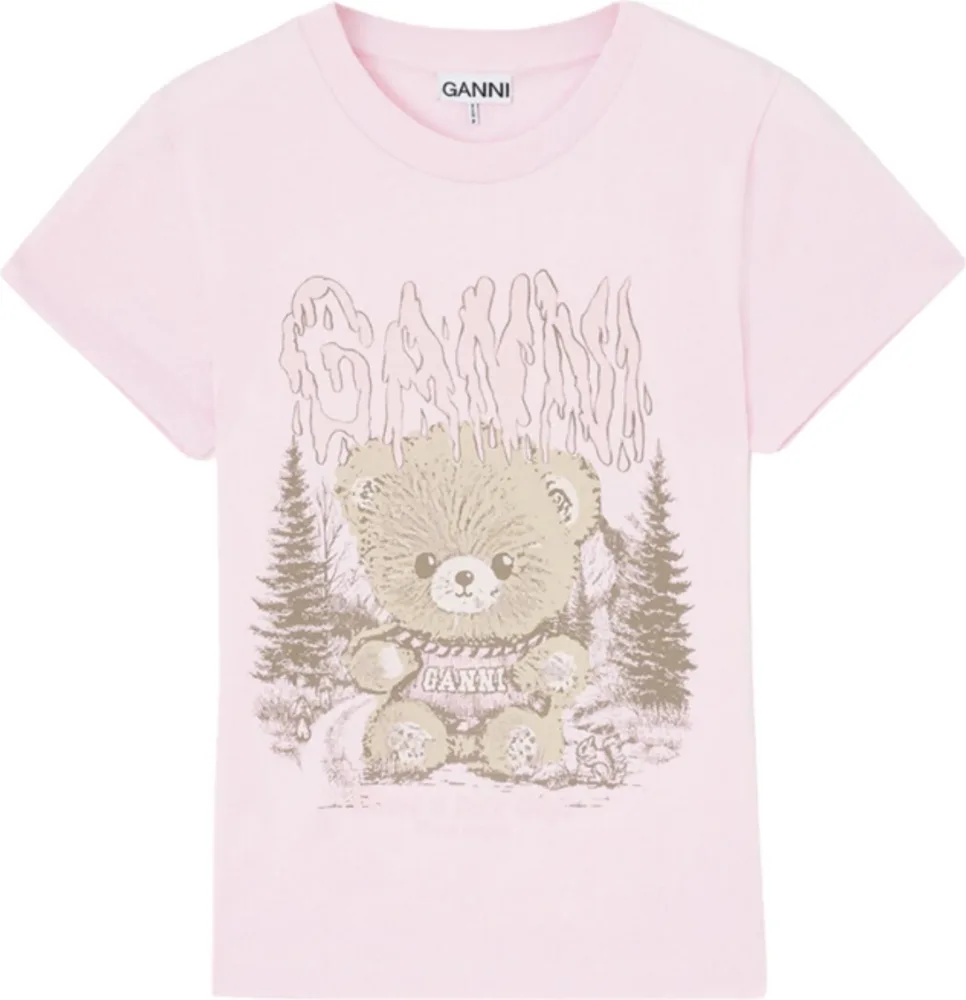 Basic Cotton Jersey Baby Fit Teddy Forest - Chalk Pink - Bilde 2