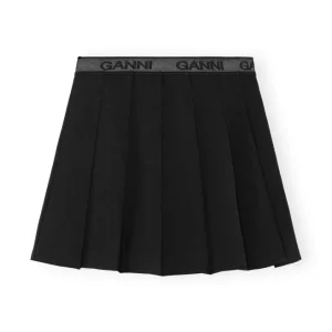Light Twill Pleated Mini Skirt – Black