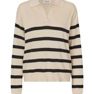 Ivory Stripe V-Neck – Black Summer Sand Stripe