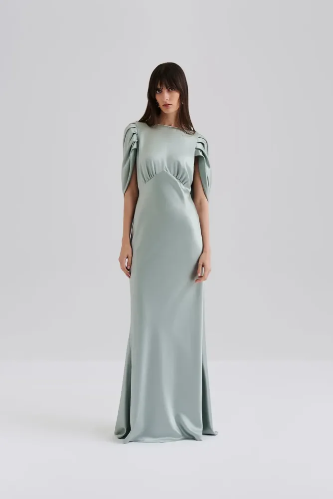 Louise Draped Back Maxi Dress - Sage - Bilde 2