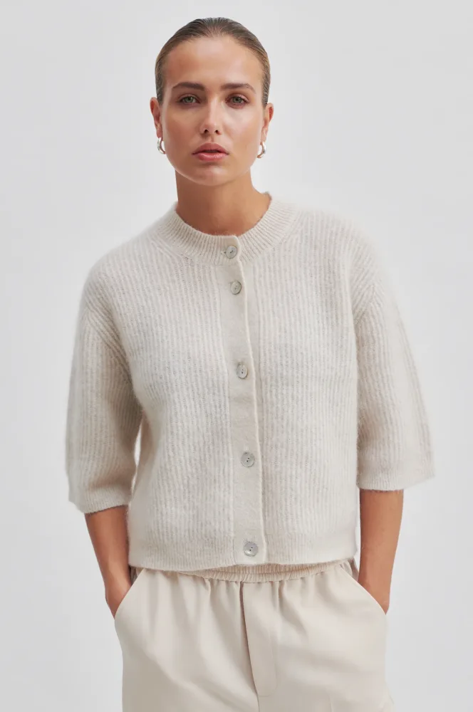 Andrea Knit Rib Cardigan - Pumice Stone - Bilde 2