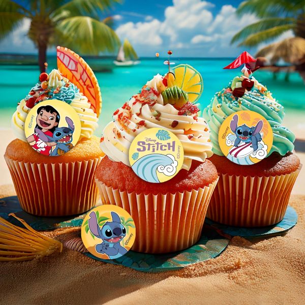Spiselige cupcakebilder – Lilo & Stitch Ø3.4cm pk/20 - Bilde 3