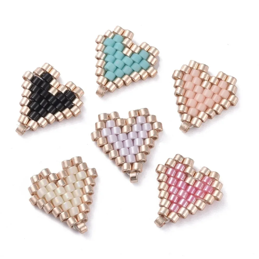 MIYUKI Handmade Charm , 2stk 13mm - Hjerte Assortert Farge