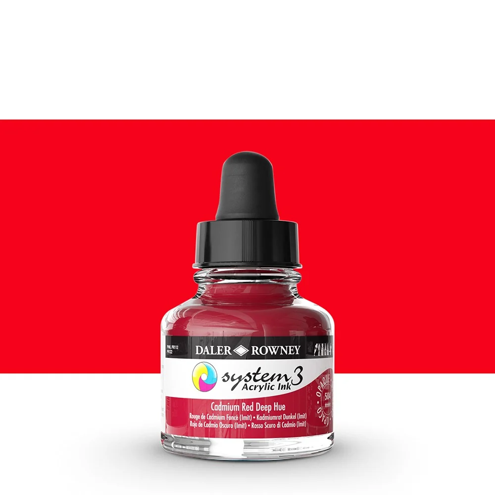 Daler Rowney - System3 Ink 29,5ml - 504 Cadmium Red Deep Hue - Bilde 2