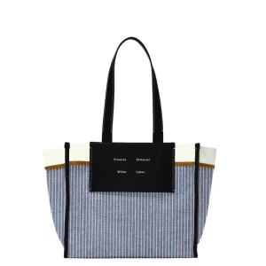 Large Morris Pinstripe Tote – Blue/Ecru Stripe