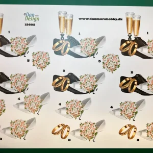 3D klippark – bryllupsmotiv sko m/ bukett og champagne 3D klippark – bryllupsmotiv sko m/ bukett og champagne