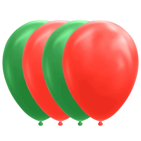 Ballonger, 10 stk Rød og Grønn Ballonger, 10 stk Rød og Grønn