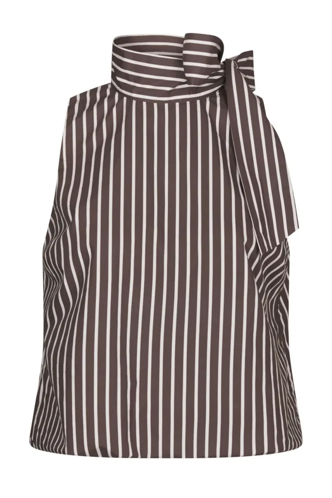 Veda Wide Stripe Top - Dark Brown