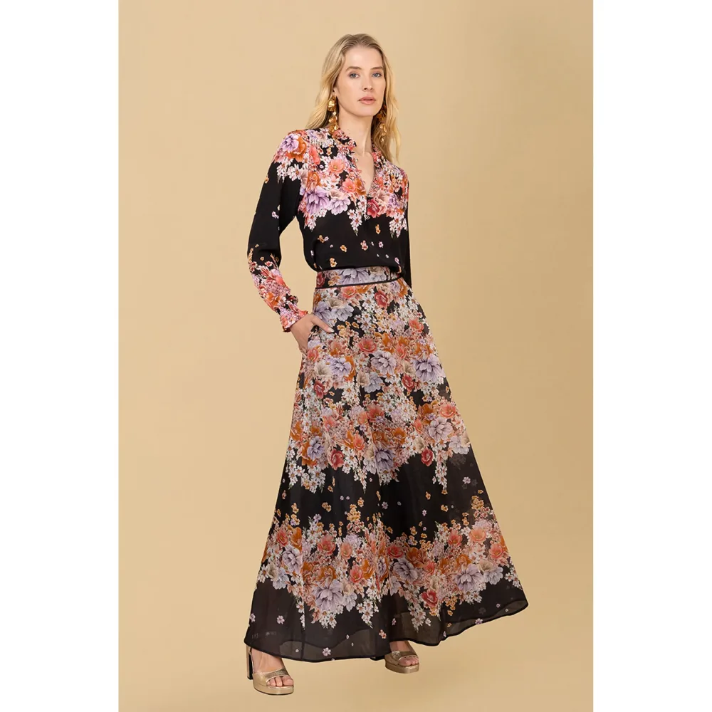 Baylor Skirt Silk/Linen - Black - Bilde 2