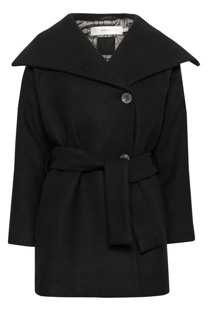 YunahIW Collar Coat - Black