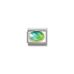 Nomination – link 18k gold & Zirconia OVAL FACETED STONE BLUE GREEN Nomination – link 18k gold & Zirconia OVAL FACETED STONE BLUE GREEN